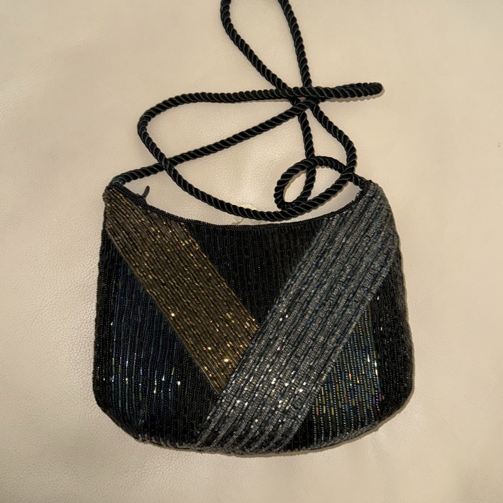 Elka Beaded Rope Strap Beaded Evening Shoulder Bag - Picture 5 of 7